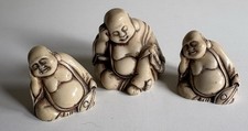 Buddha - Vintage Buddha Figures Set Of Three Resin Miniatures