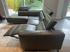 Natuzzi Italian Leather Corner Sofa Suite Anthracite Grey