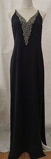 Next Ladies Maxi Dress Size 12 Reg Black Lined Spaghetti Straps Diamante Bnwt