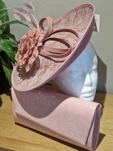 Pink lace disc fascinator hat - pink,
