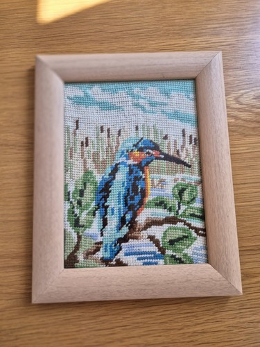 Kingfisher cross stitch with - kingfisher,