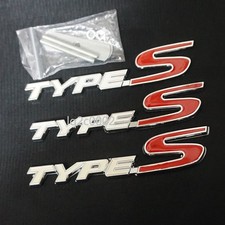 Silver White Red TYPE-S Metal Grille Emblem + 2x Sticker Decal Badge Sports Line