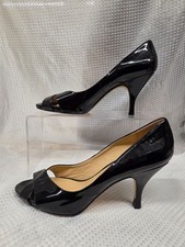 CLARKS BLACK PATENT SHOES OPEN TOE NEW CG O02 