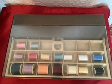 Sewing case and contents, cottons etc. 