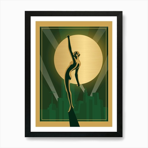 Art deco woman print - 1, green