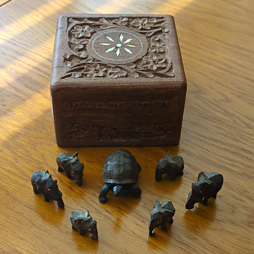 Carved wooden trinket - carved,