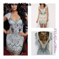 Karen Millen Vintage Uk12 EU40 US10 Embellished 1940s Show Girl dress Mint Green