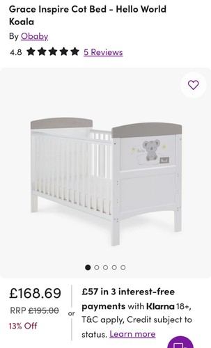 Obaby grace inspire cot bed - cot,