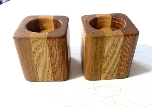 Pair mixed wood tealight - pair, of