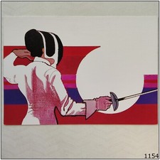 Olympics 1984 Women's Fencing Robert Peak U.S. Postal Service Postcard (P1154)