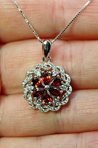 Silver pendant garnet natural - silver,