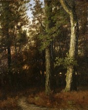 HERMANN RUDISUHLI (1864-1944) LARGE SIGNED SWISS OIL CANVAS - FOREST LANDSCAPE