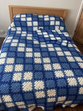 Large Handmade Granny Squares Crochet Blanket & 2 Pillowcases 276cm x 270cm