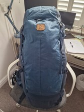 Fjallraven Keb 72 Backpack Blue.  Excellent condition 73x27x24cms. Wooden frame.