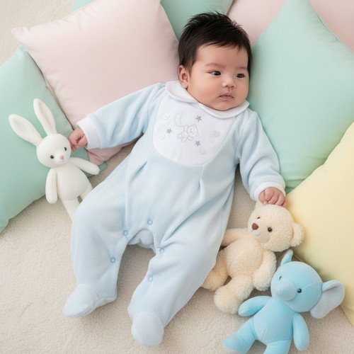 Baby boy sleepsuit velour - baby,