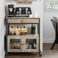 Coffee Bar Cabinet，3 Tiers Kitchen Coffee Cart with Drawer for The Home, Movable