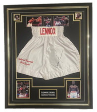 ** NEW Lennox Lewis Signed Boxing Shorts Trunks Autographed Display *