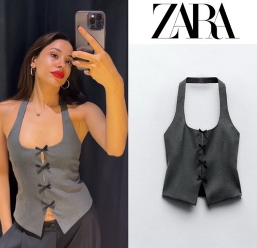 Zara women grey halter neck - zara,