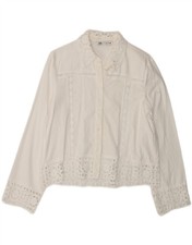 ZARA Womens Oversized Shirt Blouse UK 10 Small White Cotton BT02