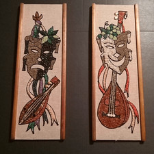 2 Vintage GRAVEL Pebble Art