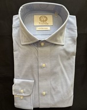Viyella Knitted Pique Shirt, 100% Cotton, Sky Blue, Size Large, BNWT