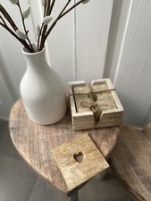 Wooden Square Heart Coasters