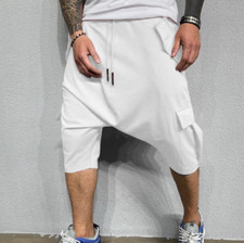 Men 3/4 Jogger Harem Pants Casual Shorts Breathable Sport Hip Hop Cotton Trouser