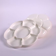 Flower Paint Palette White Plastic Shape  Mixing Tray Kids Art Painting & Mixing