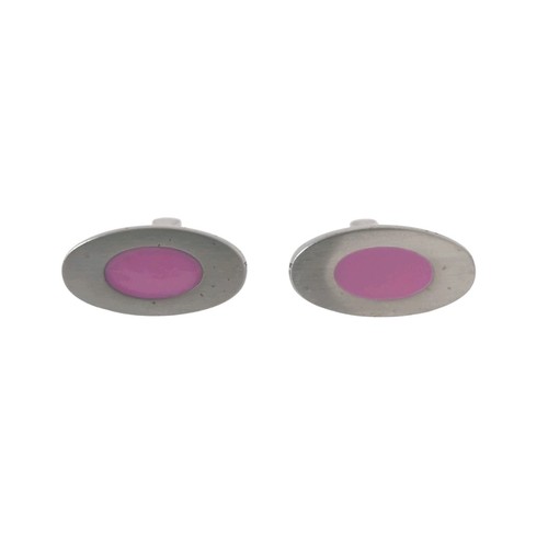 Silver tone cufflinks - cufflinks, pink