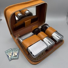 Vintage Two Tix Gillette Mens Travel Grooming Kit Chrome Plated ,Leather 1950’s