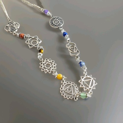 Chakra necklace spiritual - necklace,