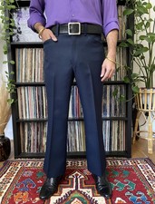 Vintage 1970s Navy Flared Dress Trousers W36 / L28