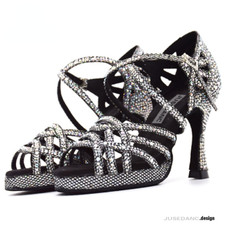 Latin Dance Shoes Platform Girl Jazz Ballroom Shoes Rhinestone High Heel Glitter