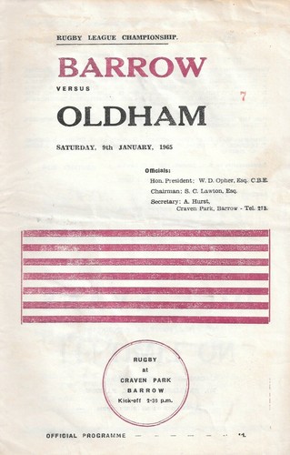 Barrow oldham rugby league - v,