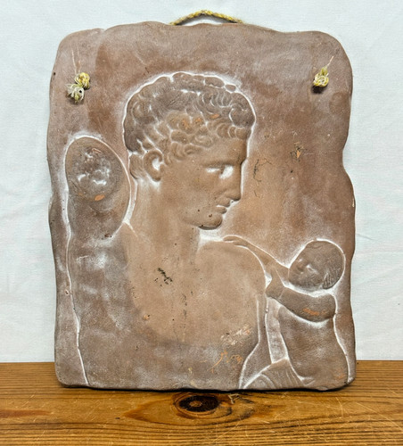 Vintage terracotta wall plaque - terracotta,