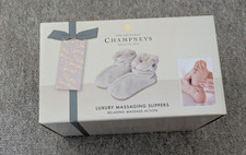 NEW Champneys Luxury Massage Vibrating Slippers Beige Neutral One Size UK 4-8