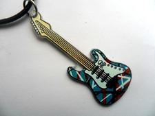 Unusual Detailed Acrylic Guitar Charm Cord Necklace Six to Choose