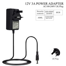 12V 3A DC UK Plug Power Supply