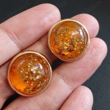 CLIP ON retro 2cm FAUX AMBER