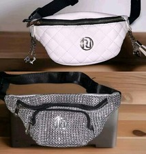 River Island Girls White & Diamonte Diamante Bum Bags.