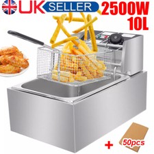10L Commercial Electric Deep Fryer Fat Chip Frying Pan & Basket Stainless Steel