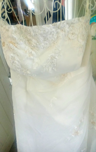 Ivory organza line strapless - a-line,