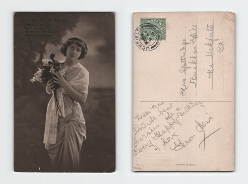 Vintage postcard birthday - vintage,