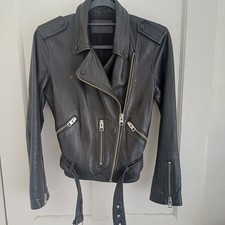 All Saints Balfern Biker Women’s Black Leather Jacket - Size 8 UK