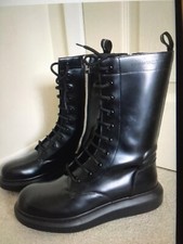 Alexander McQueen Tall Leather Biker Boots Size 41 7 BRAND NEW RRP £890