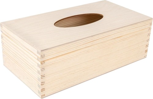 Wooden tissue box rectangular - wooden,