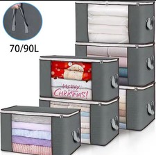 70/90L Large Clothes Storage Bag Blanket Duvet Organiser Box Wardrobe Bedroom