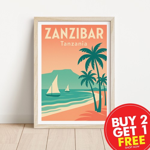 Zanzibar travel print - zanzibar,