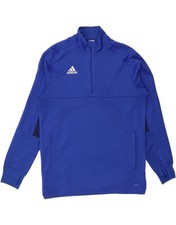 ADIDAS Mens Climalite Pullover Tracksuit Top Large Blue Colourblock AP09