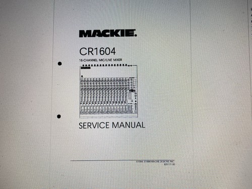Mackie cr1604 service - mackie,